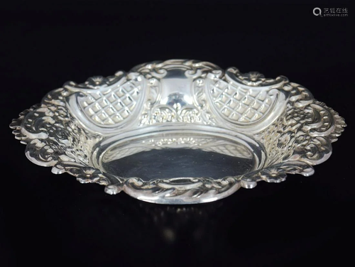 EDWARDIAN EMBOSSED SILVER-PLATED DISH