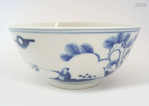 CHNESE QING BLUE AND WHITE BOWL