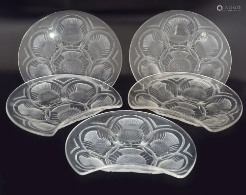 SET OF 5 ART CRYSTAL DISHES