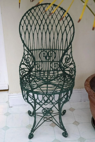 EARLY 20TH-CENTURY WIREWORK CHAIR