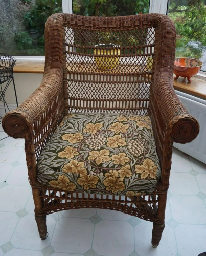 PAIR OF WICKERWORK CONSERVATORY ARMCHAIRS