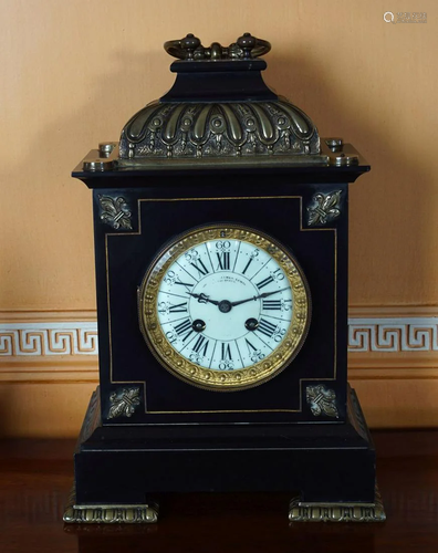 19TH-CENTURY BLACK MARBLE BRACKET CLOCK