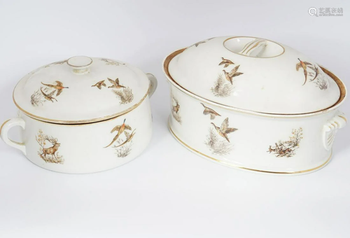 PAIR OF LOUIS LOURIOUX FRENCH PORCELAIN TUREENS