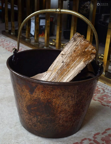 19TH-CENTURY BRASS AND COPPER COAL BUCKET