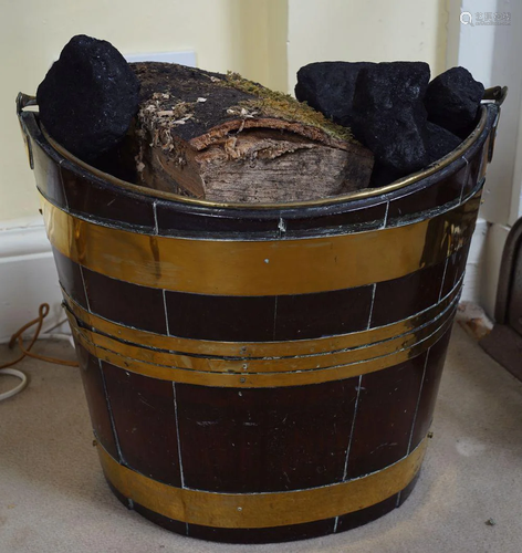 19TH-CENTURY MAHOGANY BRASS BOUND BUCKET