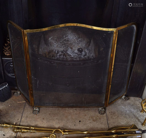 EDWARDIAN 3-FOLD BRASS FIRE SCREEN