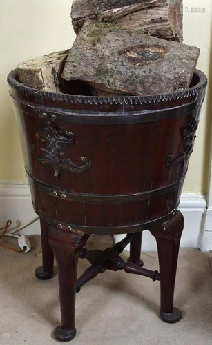 GEORGE III MAHOGANY AND BRASS BOUND LOG BARREL