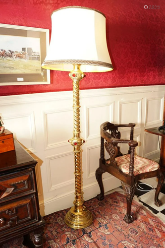 19TH-CENTURY BRASS STANDARD LAMP