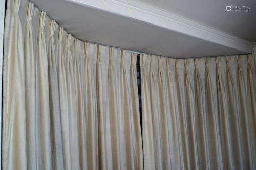 TWO PAIRS OF SILK CURTAINS