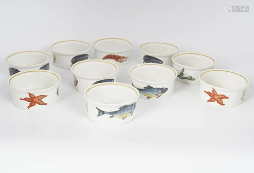 SET OF 10 LOUIS LOURIOUX FISH BOWLS