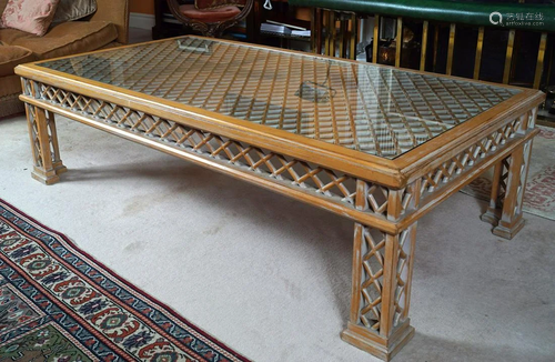 LARGE DESIGNER CHIPPENDALE COFFEE TABLE