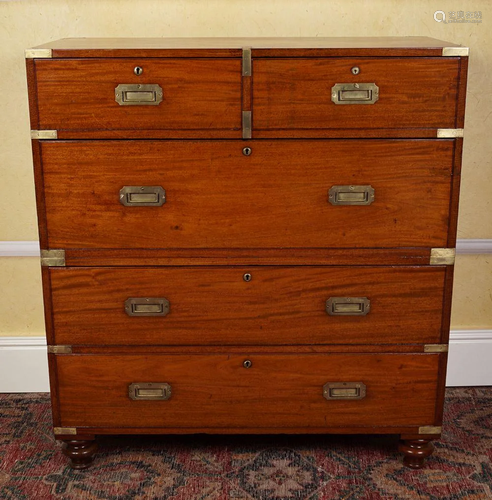 19TH-CENTURY MAHOGANY CAMPAIGN CHEST