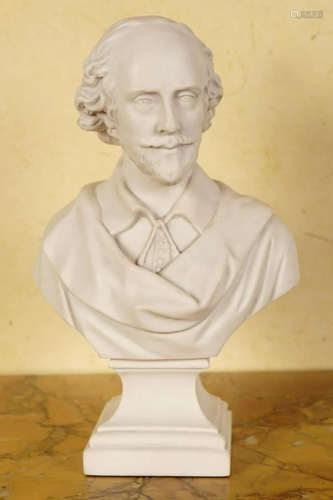 19TH-CENTURY PARIAN BUST OF SHAKESPEARE