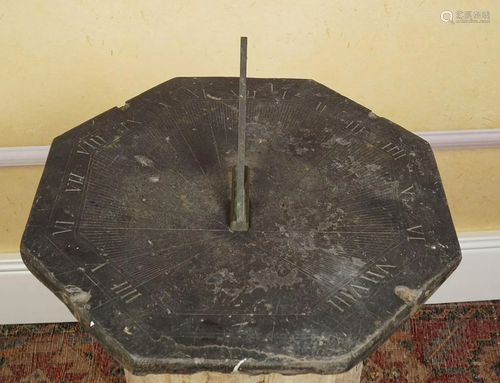 LARGE EARLY SLATE SUNDIAL