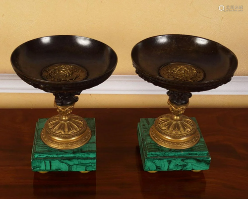 PAIR OF REGENCY GILT BRONZE TAZZAS