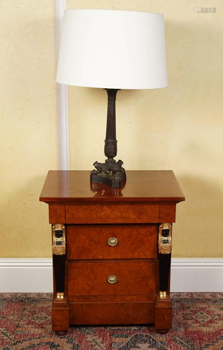 PAIR OF EMPIRE STYLE WALNUT CHESTS