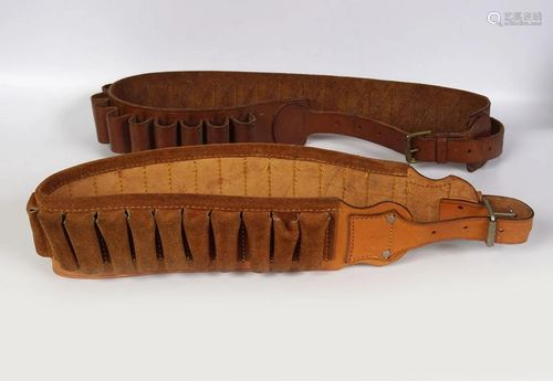 TWO LEATHER CARTRIDGE BELTS