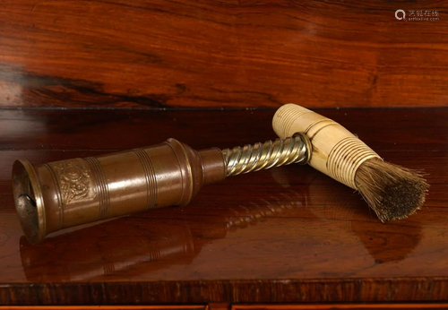 19TH-CENTURY IVORY AND COPPER CORKSCREW