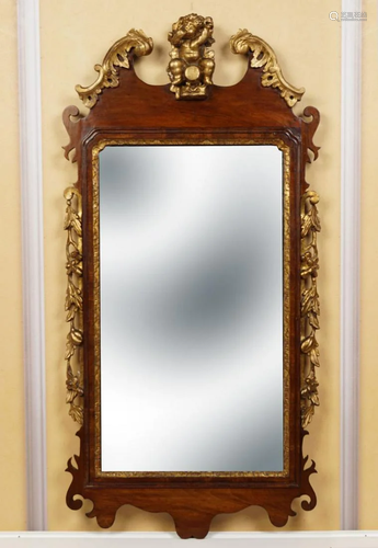 GEORGE II WALNUT AND PARCEL GILT MIRROR