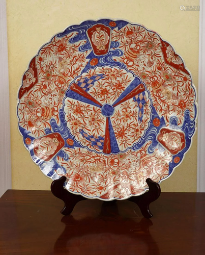 PAIR OF LARGE 19TH-CENTURY IMARI CHARGERS