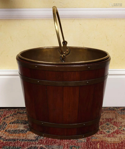 GEORGE III MAHOGANY AND BRASS BOUND BUCKET