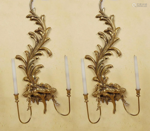 PAIR OF MOULDED GILT SCONCES