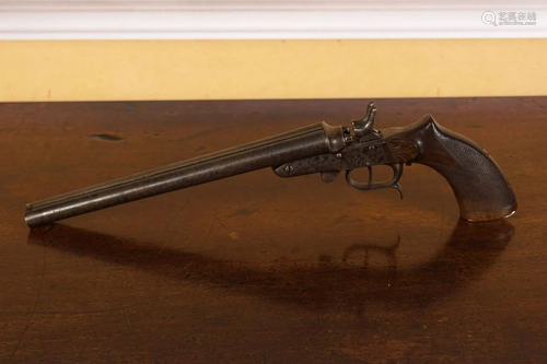 RARE 19TH-CENTURY PERCUSSION DOUBLE BARREL PISTOL