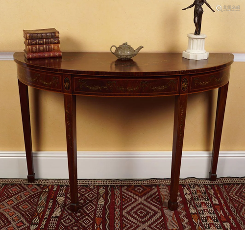 19TH-CENTURY PAINTED DEMI LUNE SIDE TABLE