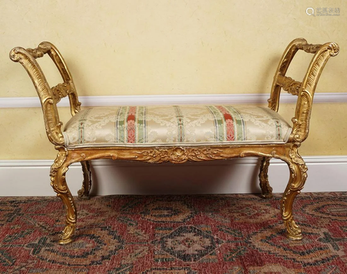 19TH-CENTURY CARVED GILTWOOD STOOL