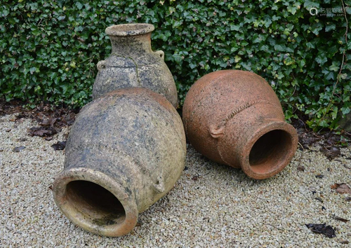 LOT OF 3 LARGE TERRACOTTA AMPHORA