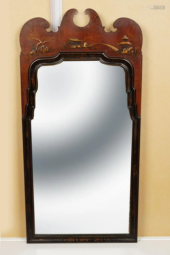 19TH-CENTURY JAPANNED LACQUERED FRAMED MIRROR