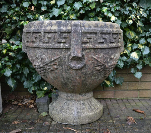 PAIR OF UNUSUAL MOULDED STONE PLANTERS