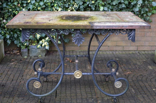 19TH-CENTURY FRENCH WROUGHT IRON GARDEN TABLE