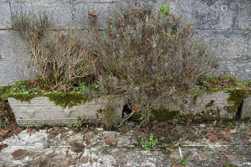 PAIR OF MOULDED STONE JARDINIERES