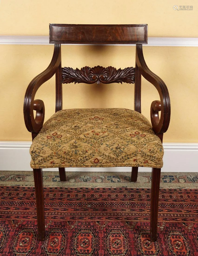 PAIR OF REGENCY PERIOD MAHOGANY LIBRARY CHAIRS