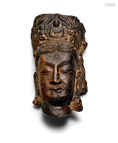 A Grey Limestone head of a bodhisattva Possibly Late Northern Wei Dynasty, 6th century