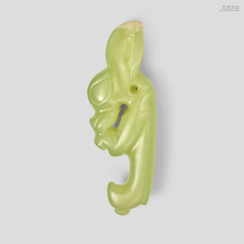 A yellow jade Mythical hare pendant Early Shang Dynasty style