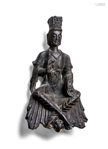 A rare black stone figure of Maitreya Northern Wei Dynasty, Longmen Caves, 5th/6th century