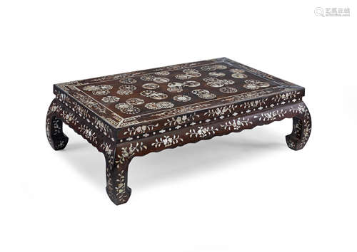 A mother-of-pearl-inlaid black lacquer low table, kangzhou 18th century