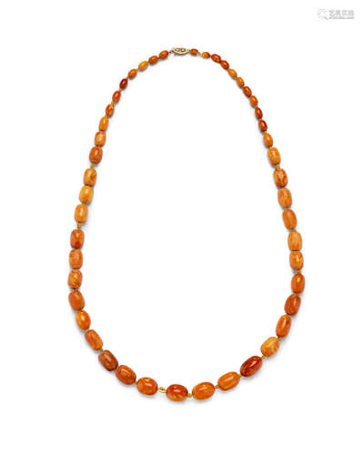 A Long Amber Bead Necklace