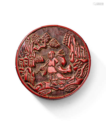 A carved cinnabar lacquer circular box and cover Ming Dynasty, 15th/16th Century