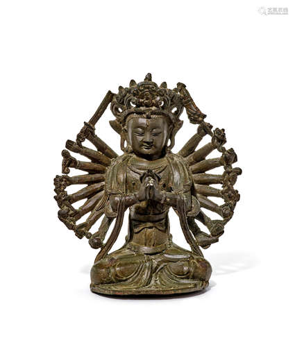 A bronze multi-armed Tantric figure of Guanyin Late Ming dynasty, 16/17th Century