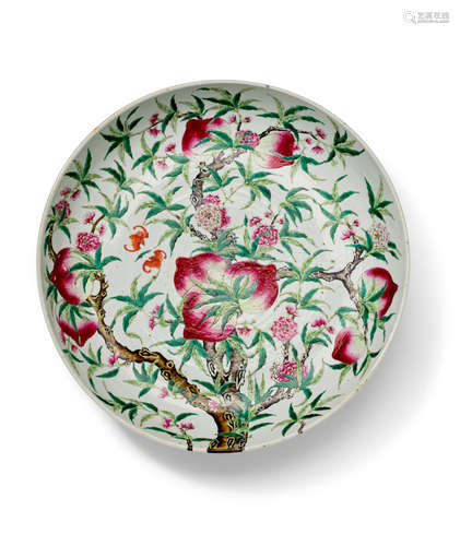 A large famille Rose enamelled Porcelain charger Late Qing dynasty