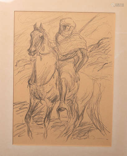 Dill, Otto (1984 - 1957), Beduinenreiter, Lithografie, re. u. sign., ca. 70 x 30 cm,