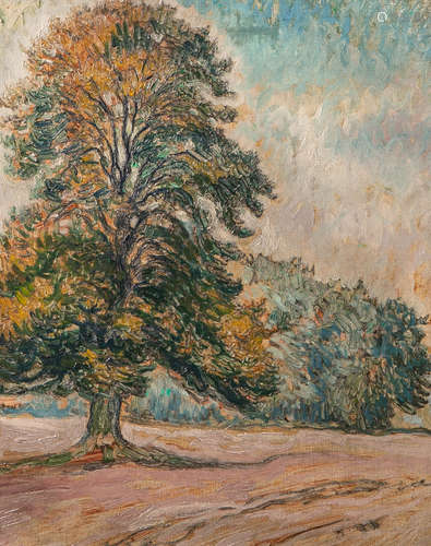 Wucherer, Fritz (1873 - 1948), Herbstbaum, Öl/Hartfaser, re. u. sign., ca. 41 x 36 cm, gerahmt.