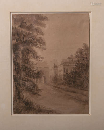 Reiffenstein, Carl Theodor (1820 - 1893), Blick auf eine Burg, Aquarell, Blattgröße ca. 20 x 15