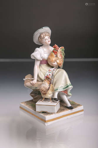 Figurine „Mädchen mit Federvieh