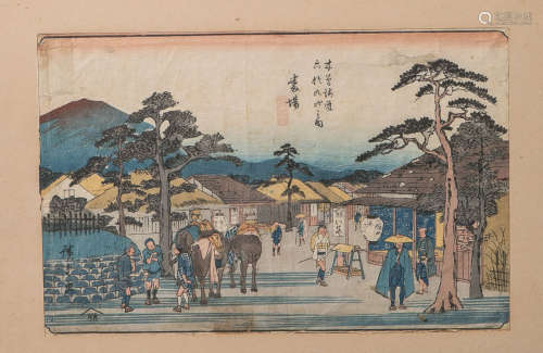 Hotai wohl (wohl 19./20. Jh), japanischer Farbholzschnitt, mehrfach bez./sign., ca. 23 x 34 cm,