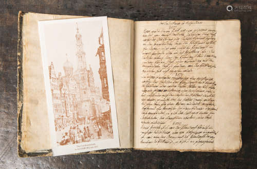 Handschriftliches Manuskript zum Straf- u. Kirchenrecht in Lateinischer Sprache (1799). Einband m.