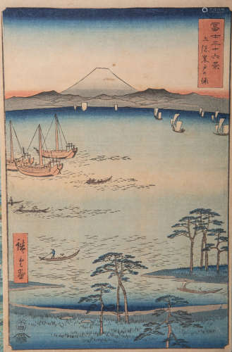 Hiroshige wohl (wohl 19./20. Jh.), Teil v. 36 Ansichten des Fuji, japanischer Farbholzschnittt,